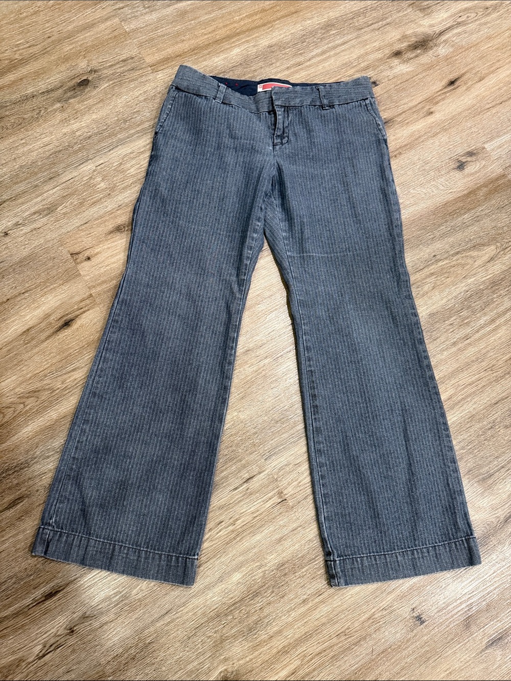 Y2K GAP Gray Blue Pinstripe Wide-Leg Low Rose Trouser Jeans